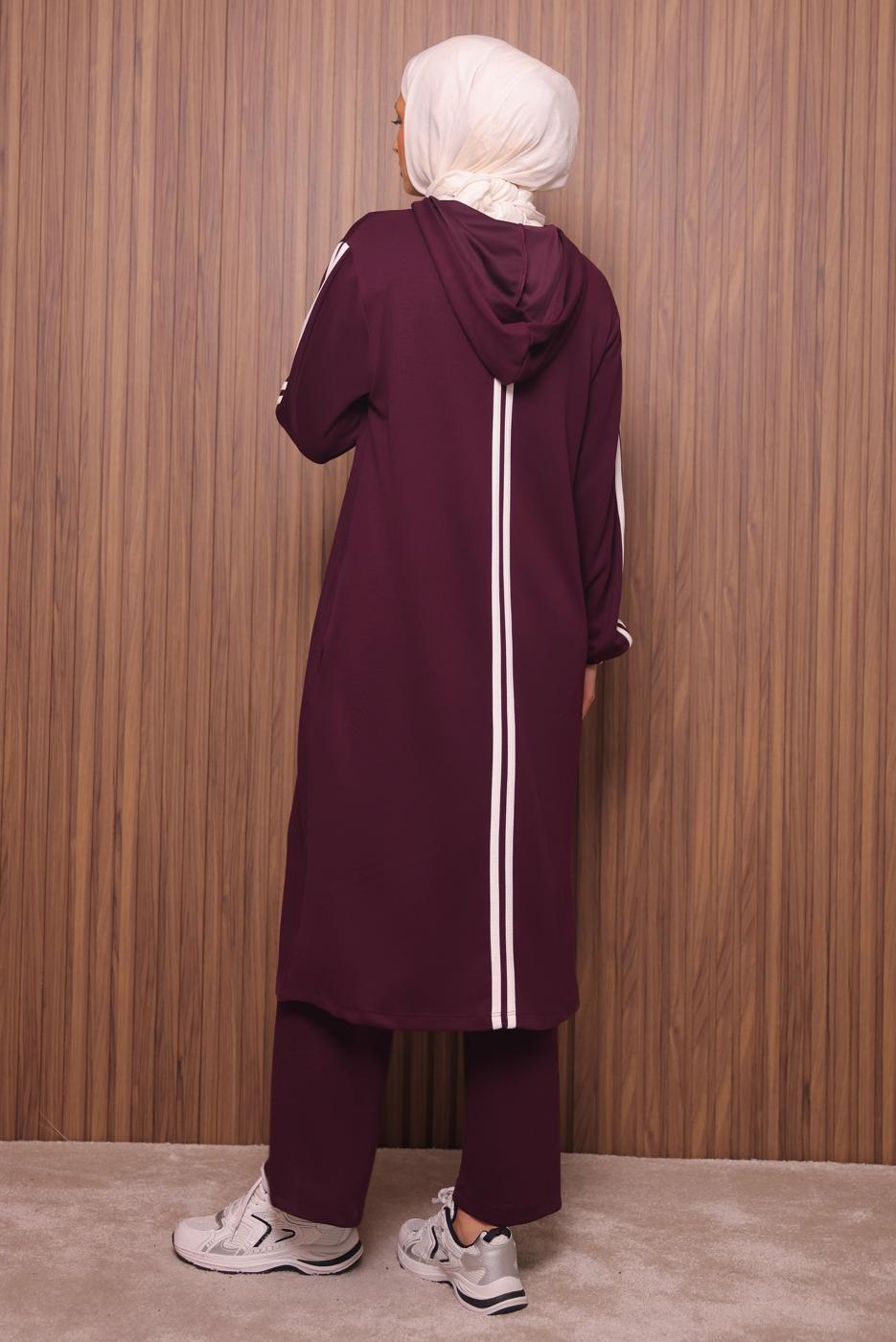 Vêtements hijab ROUGE BORDEAUX ENSEMBLE PANTALON À CAPUCHE T 0835