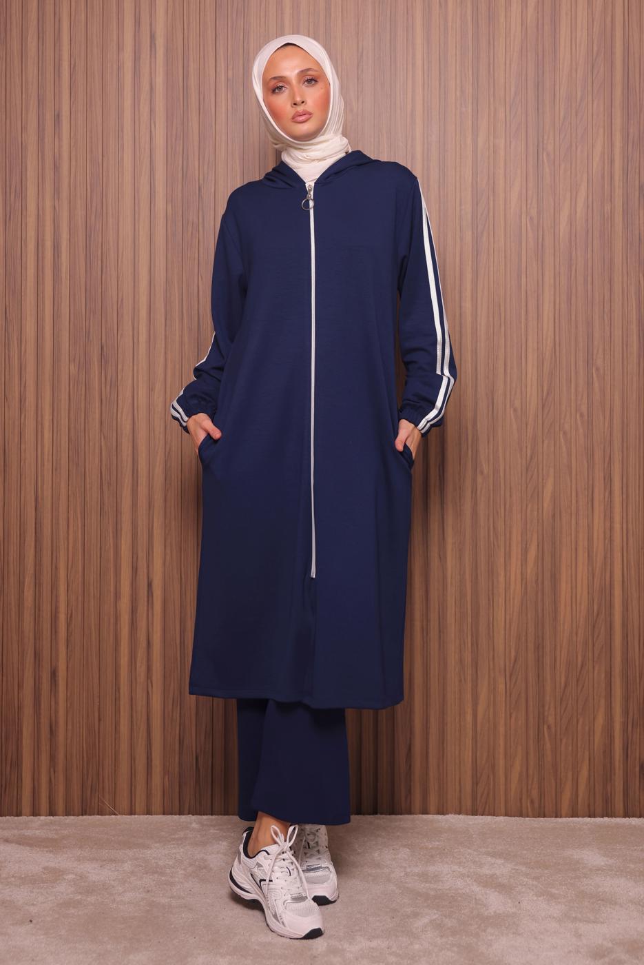 Vêtements hijab BLEU MARINE ENSEMBLE PANTALON À CAPUCHE T 0835