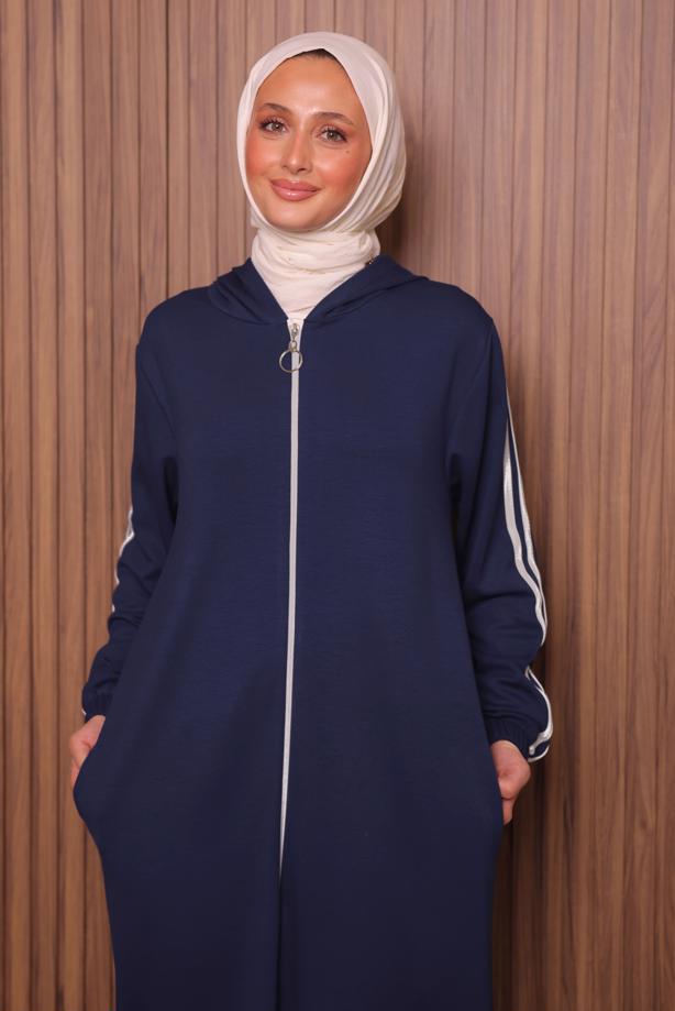 Tesettür giyim LACİVERT KAPÜŞONLU PANTOLONLU TAKIM T 0835 - TRENDTESETTÜR