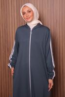Hijab clothing GREY HOODED PANTSUIT T 0835