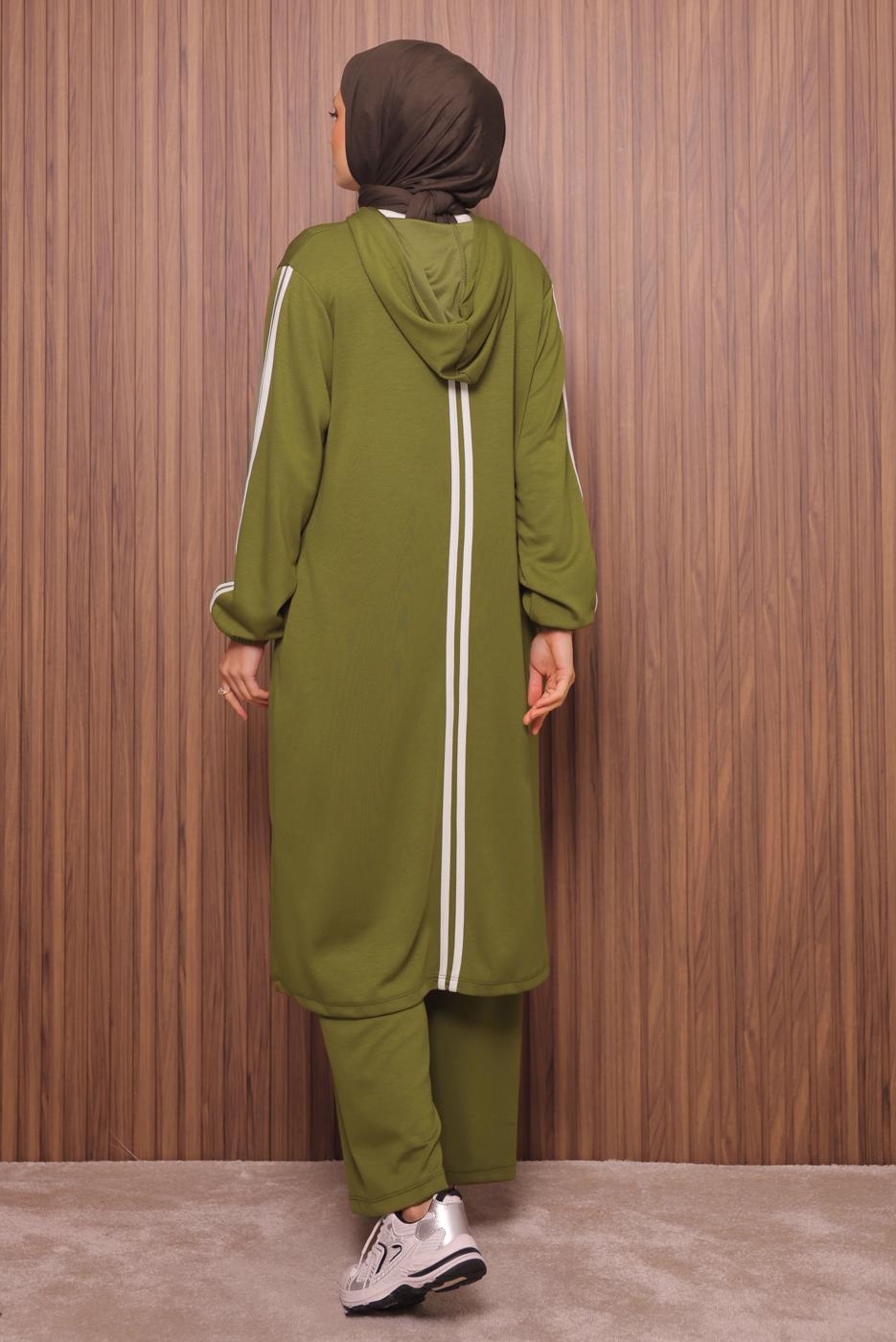 Vêtements hijab VERT ENSEMBLE PANTALON À CAPUCHE T 0835