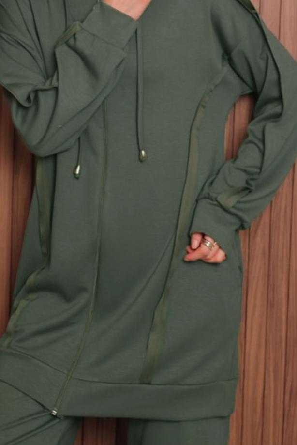 Vêtements hijab KAKI ENSEMBLE PANTALON À CAPUCHE T 1017 - TRENDTESETTÜR