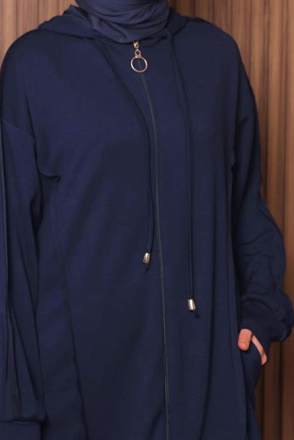 Tesettür giyim LACİVERT PANTOLONLU KAPÜŞONLU TAKIM T 1017