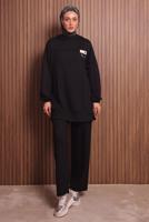 Tesettür giyim SİYAH KAPÜŞONLU PANTOLONLU TAKIM T 2017