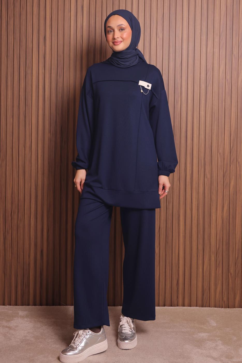 Tesettür giyim LACİVERT KAPÜŞONLU PANTOLONLU TAKIM T 2017