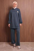Tesettür giyim GRİ KAPÜŞONLU PANTOLONLU TAKIM T 2017