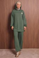 Tesettür giyim YEŞİL KAPÜŞONLU PANTOLONLU TAKIM T 2017
