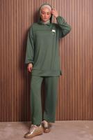 Tesettür giyim YEŞİL KAPÜŞONLU PANTOLONLU TAKIM T 2017