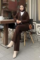 Tesettür giyim KAHVE PANTOLONLU TRİKO TAKIM T 20352