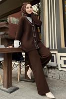 Tesettür giyim KAHVE PANTOLONLU TRİKO TAKIM T 20352