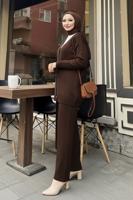 Tesettür giyim KAHVE PANTOLONLU TRİKO TAKIM T 20352