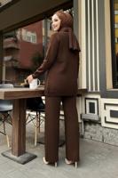 Tesettür giyim KAHVE PANTOLONLU TRİKO TAKIM T 20352