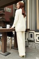 Tesettür giyim BEJ PANTOLONLU TRİKO TAKIM T 20352