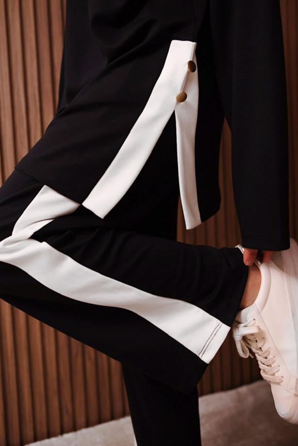 Hijab clothing BLACK STRIPE DETAILED PANTS SUIT T 2135 - TRENDTESETTÜR