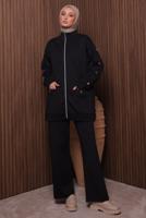 Tesettür giyim SİYAH PANTOLONLU SCUBA ÖRME TAKIM T 2335