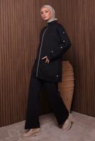 Tesettür giyim SİYAH PANTOLONLU SCUBA ÖRME TAKIM T 2335