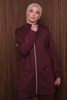 Tesettür giyim BORDO PANTOLONLU SCUBA ÖRME TAKIM T 2335