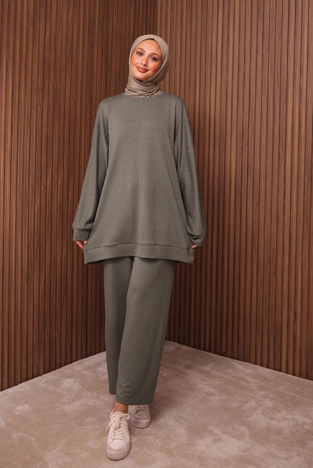 Hijab clothing MINK PANTSUIT WITH GEM T 2535 - TRENDTESETTÜR