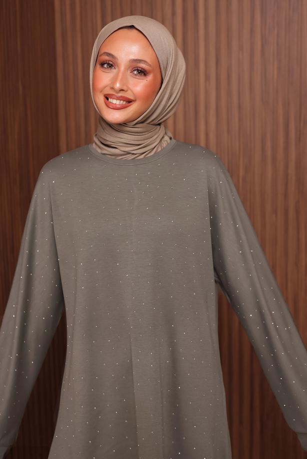 Hijab clothing MINK PANTSUIT WITH GEM T 2535 - TRENDTESETTÜR