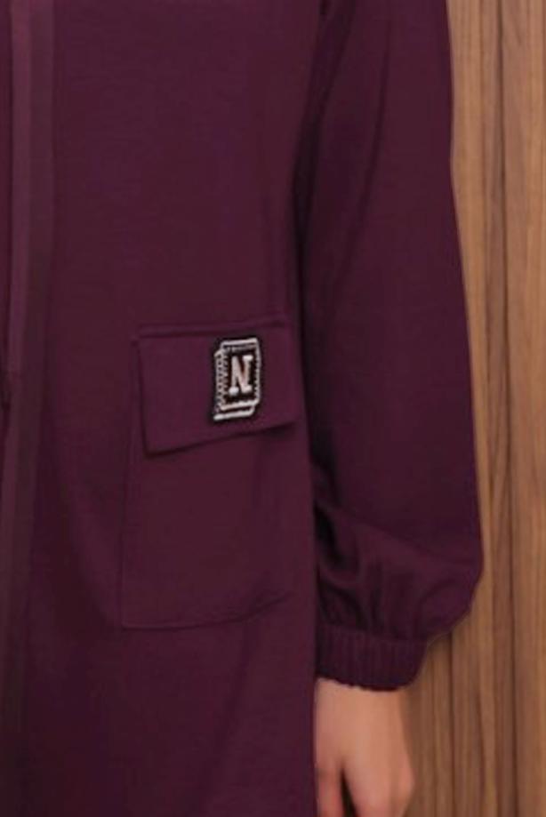 Tesettür giyim BORDO KAPÜŞONLU PANTOLONLU TAKIM T 3017 - TRENDTESETTÜR