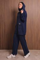 Tesettür giyim LACİVERT KAPÜŞONLU PANTOLONLU TAKIM T 3017