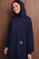 Tesettür giyim LACİVERT KAPÜŞONLU PANTOLONLU TAKIM T 3017