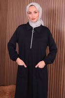 Tesettür giyim SİYAH PANTOLONLU FERMUARLI TAKIM T 3135