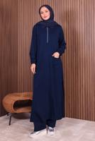 Vêtements hijab BLEU MARINE COMBINAISON PANTALON ZIPPÉE T 3135
