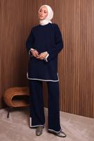 Tesettür giyim LACİVERT PANTOLONLU TRİKO TAKIM T 3207