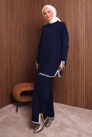 Tesettür giyim LACİVERT PANTOLONLU TRİKO TAKIM T 3207