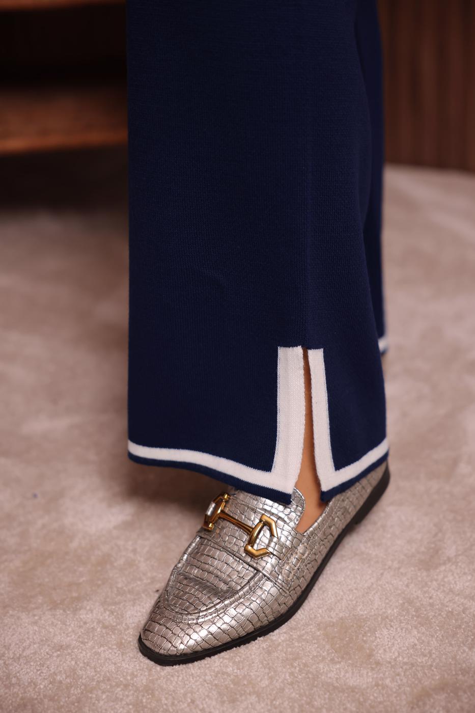 Tesettür giyim LACİVERT PANTOLONLU TRİKO TAKIM T 3207