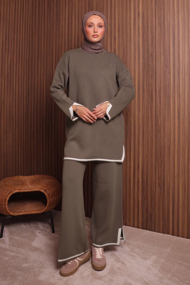 Vêtements hijab BRUN ENSEMBLE PANTALON EN MAILLE T 3207 - TRENDTESETTÜR