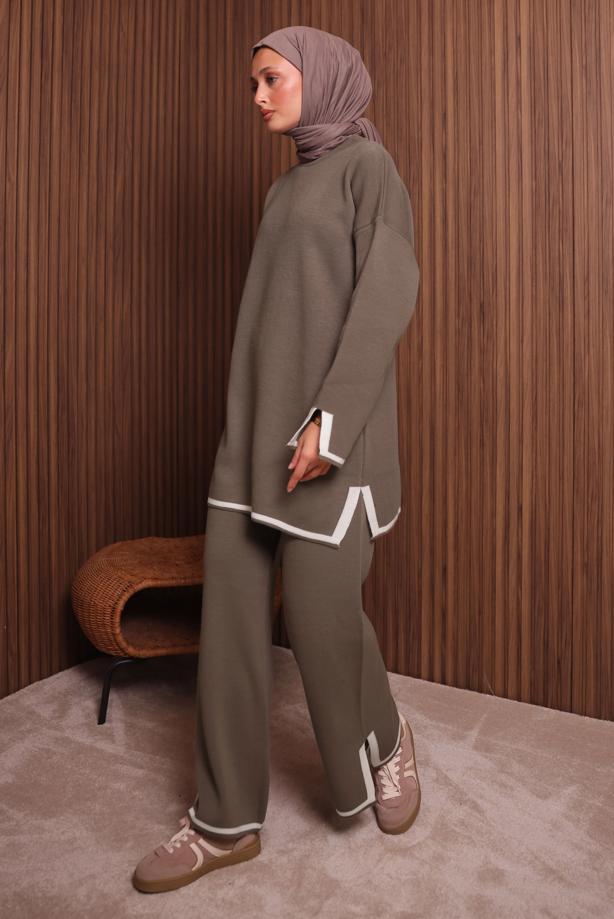 Vêtements hijab BRUN ENSEMBLE PANTALON EN MAILLE T 3207 - TRENDTESETTÜR