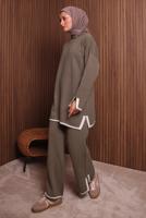 Tesettür giyim KAHVE PANTOLONLU TRİKO TAKIM T 3207