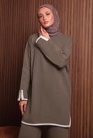 Tesettür giyim KAHVE PANTOLONLU TRİKO TAKIM T 3207