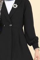 Tesettür giyim SİYAH KRUVAZE YAKA PANTOLONLU TAKIM T 3226