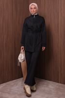 Tesettür giyim SİYAH PANTOLONLU TAKIM T 3235