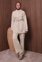 Vêtements hijab BEIGE ENSEMBLE TUNIQUE ET PANTALON T 3235