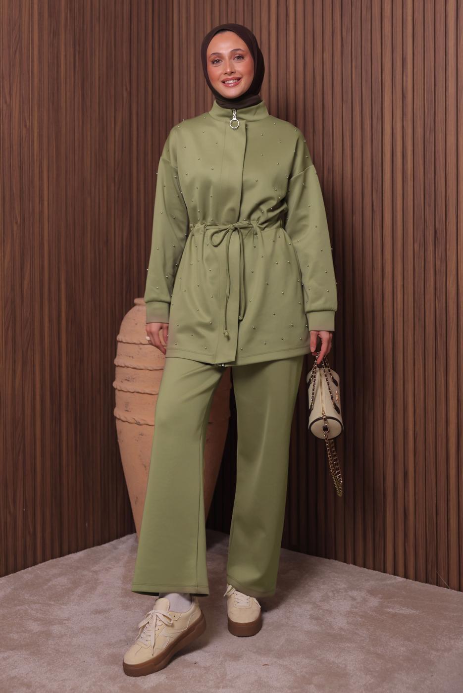 Vêtements hijab VERT ENSEMBLE TUNIQUE ET PANTALON T 3235
