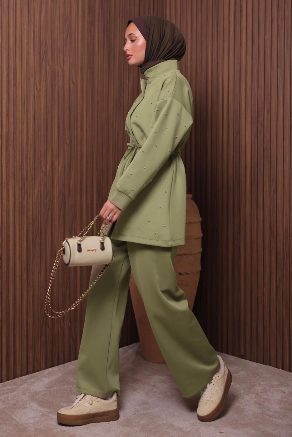 Vêtements hijab VERT ENSEMBLE TUNIQUE ET PANTALON T 3235