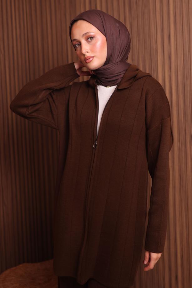 Hijab clothing  HOODED KNITWEAR PANTSUIT T 3307 - TRENDTESETTÜR