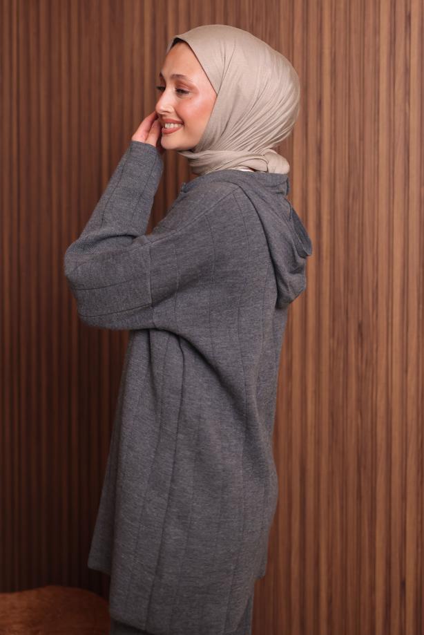 Vêtements hijab GRIS ENSEMBLE PANTALON EN MAILLE T 3307 - TRENDTESETTÜR