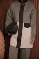 Tesettür giyim KAHVE PANTOLONLU SCUBA ÖRME TAKIM T 3435