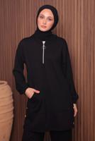 Tesettür giyim SİYAH T 4017 NSS PANTOLONLU SCUBA TAKIM