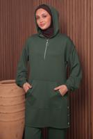 Tesettür giyim YEŞİL T 4017 NSS PANTOLONLU SCUBA TAKIM