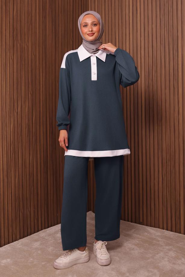 Vêtements hijab GRIS TAILLEUR PANTALON COL CHEMISE T 4135 - TRENDTESETTÜR