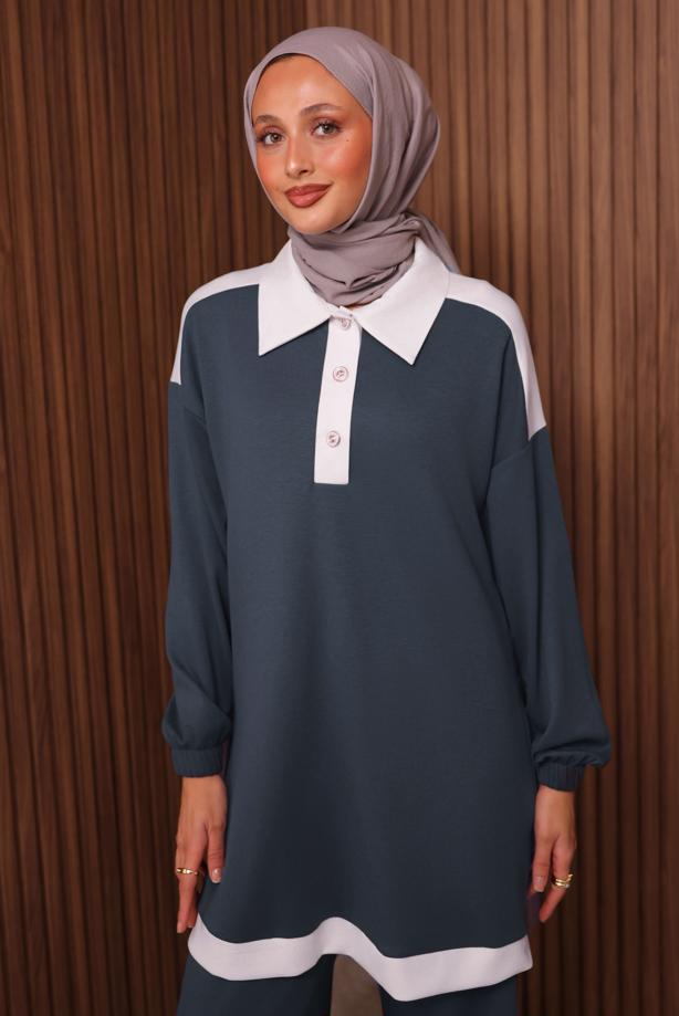 Vêtements hijab GRIS TAILLEUR PANTALON COL CHEMISE T 4135 - TRENDTESETTÜR