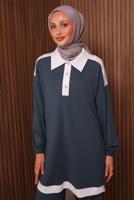 Tesettür giyim GRİ GÖMLEK YAKALI PANTOLONLU TAKIM T 4135