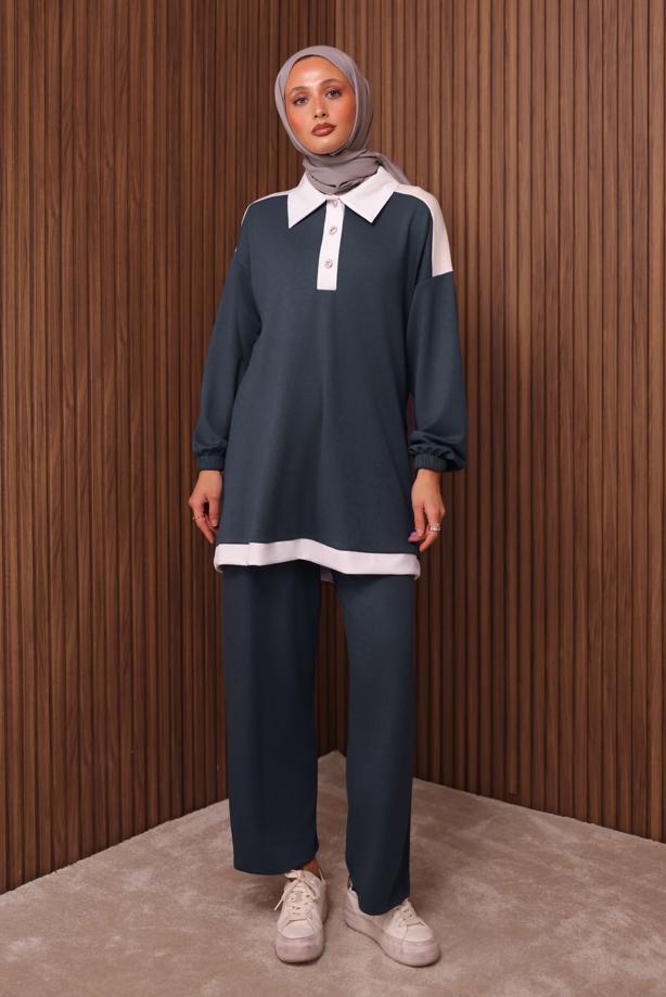 Vêtements hijab GRIS TAILLEUR PANTALON COL CHEMISE T 4135 - TRENDTESETTÜR