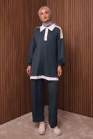 Tesettür giyim GRİ GÖMLEK YAKALI PANTOLONLU TAKIM T 4135